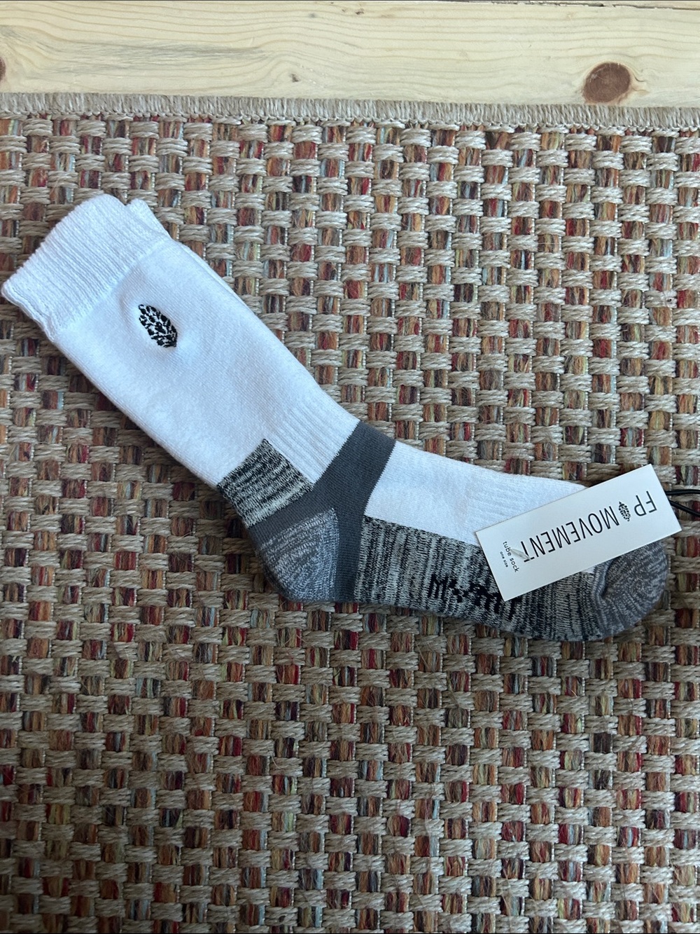 Free People White Crew Socks with Gray Accents